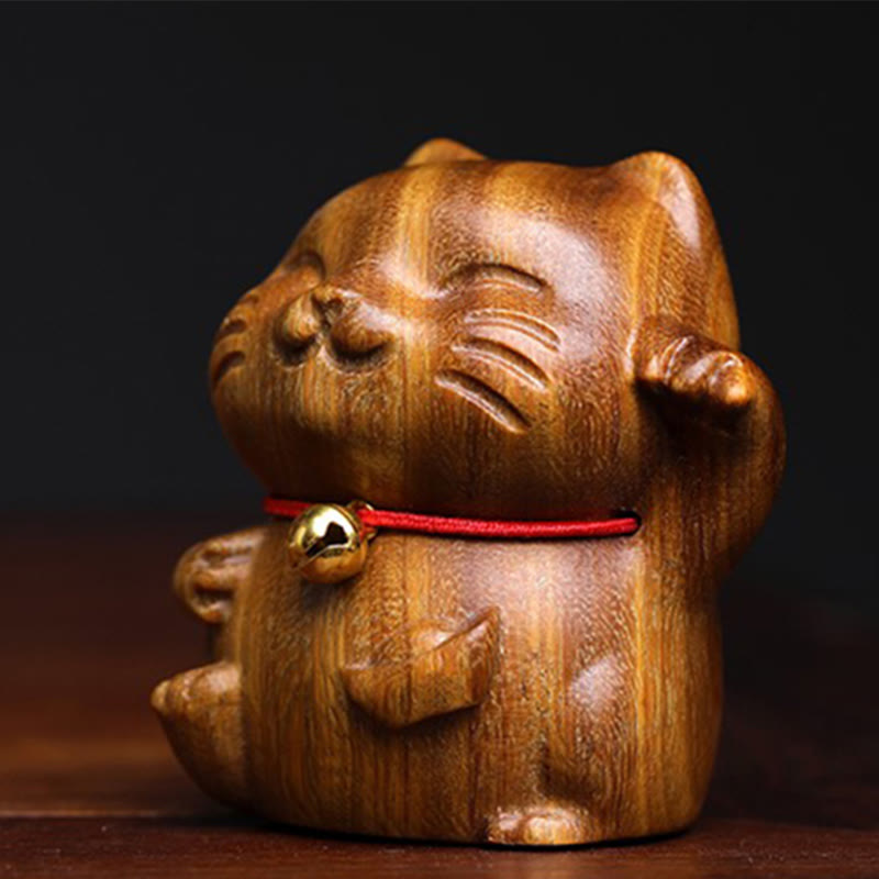 Green Sandalwood Lucky Cat Decoration 4.5cm Peace Charm