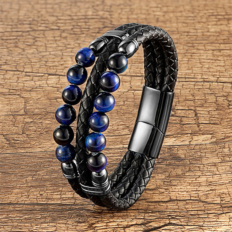Bracelet de protection en œil de tigre bleu 16-18 cm