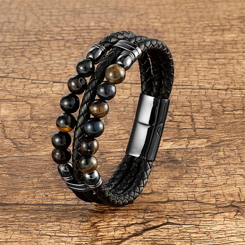 Bracelet de protection en œil de tigre bleu 16-18 cm