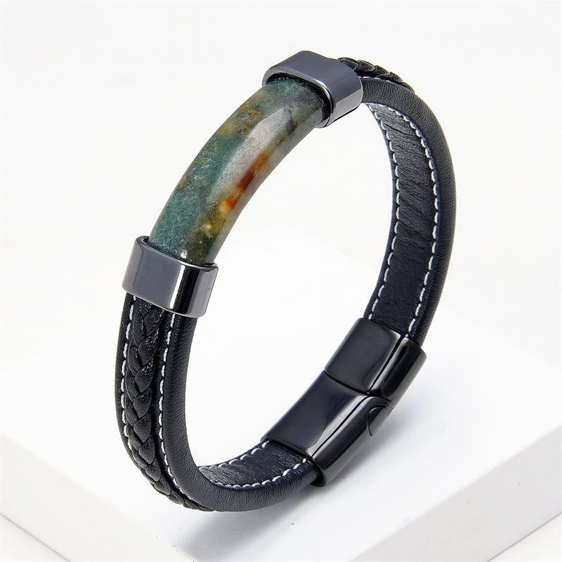 Bracelet d'équilibre en cuir œil de tigre 16-18 cm