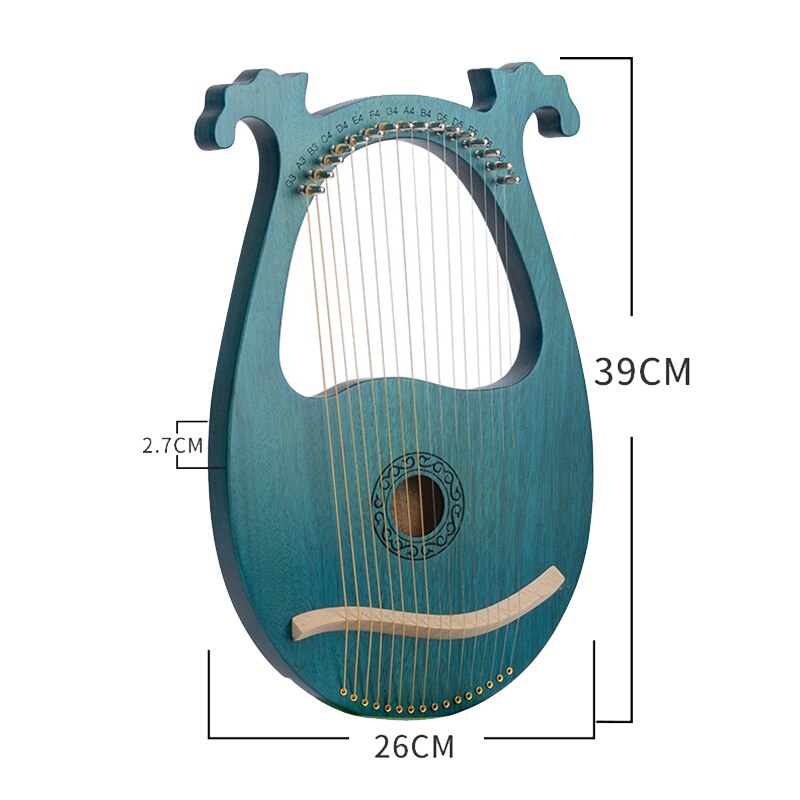 16 String Mahogany Lyre Harp Instrument for Music