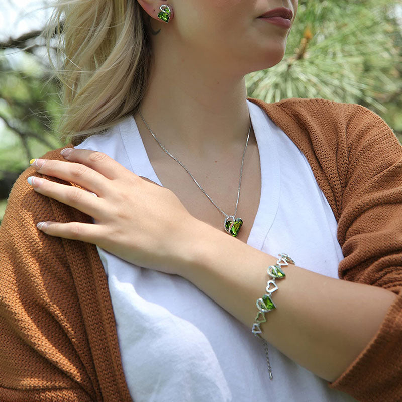 Love Heart Birthstone Healing Energy Necklace Pendant