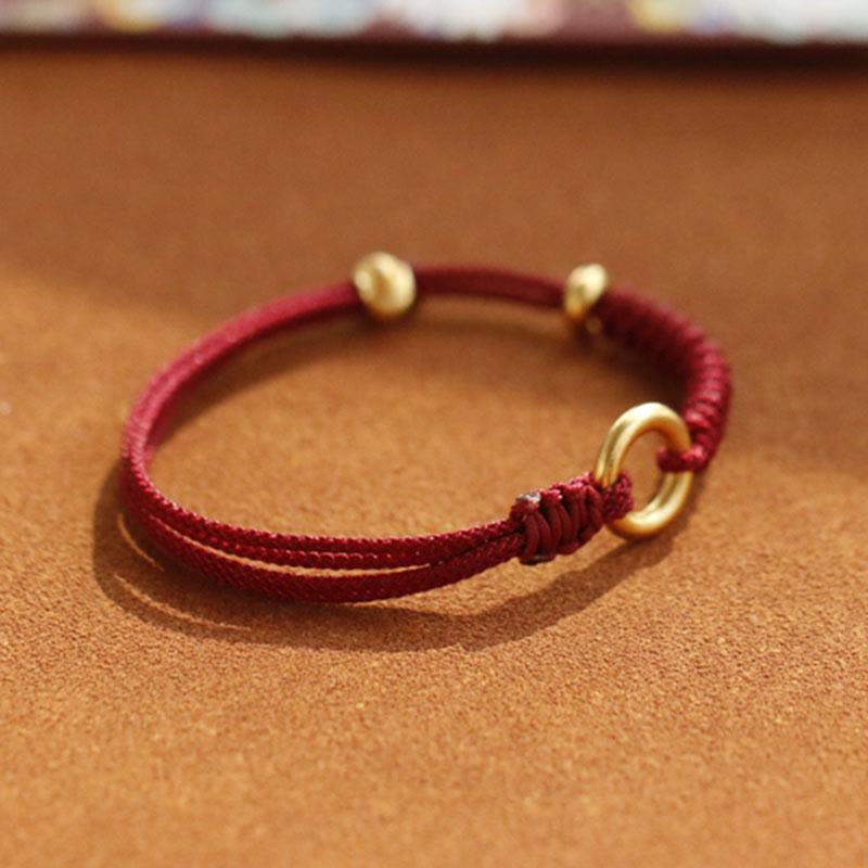 Alloy Peace Buckle Red String Bracelet for Protection & Luck