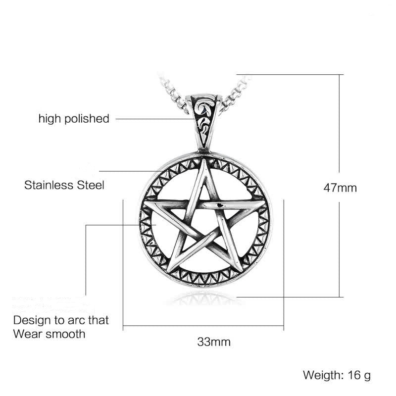 Pentagram Titanium Steel Balance Necklace for Spiritual Calming