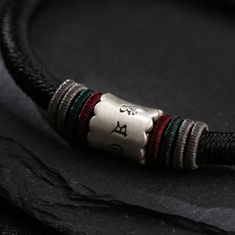 Bracelet de paix Om Mani Padme Hum en argent sterling de 16 cm
