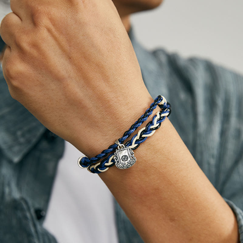 Bracelet de protection Om Mani Padme Hum en argent sterling de 16 cm