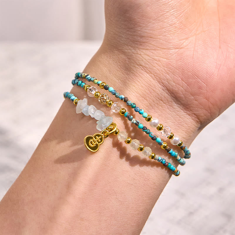 Bracelet triple tour turquoise 16 cm pour femme