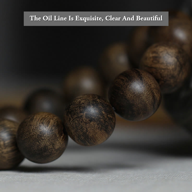 Bracelet en bois d'agar de 16 mm, symbole de la paix et de la force, de Hoi An, Vietnam