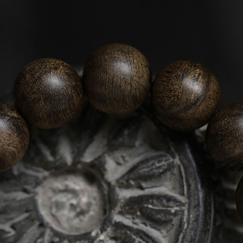 Bracelet en bois d'agar de 16 mm, symbole de la paix et de la force, de Hoi An, Vietnam