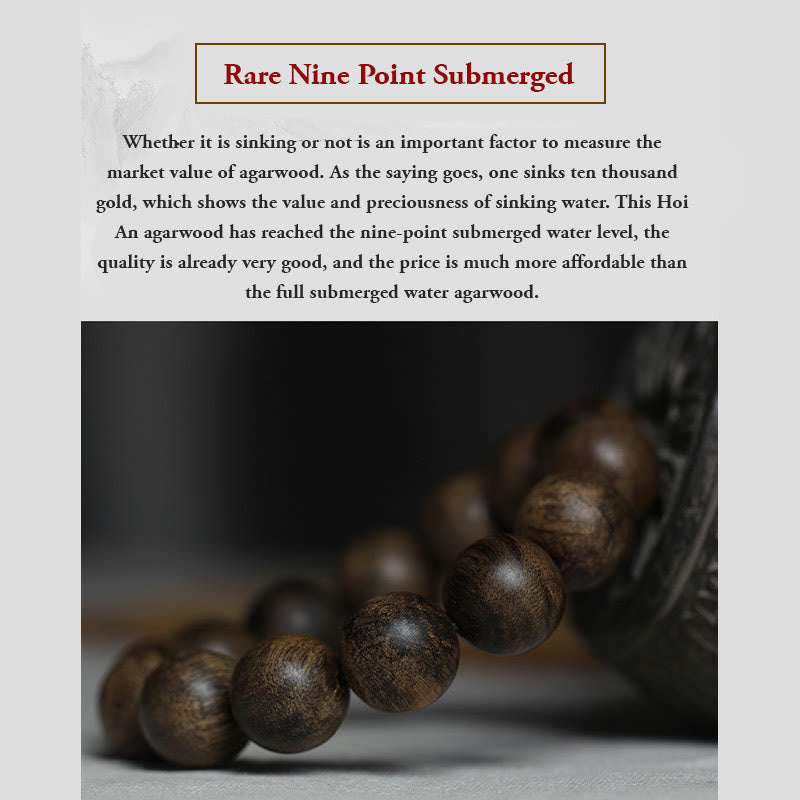 Bracelet en bois d'agar de 16 mm, symbole de la paix et de la force, de Hoi An, Vietnam