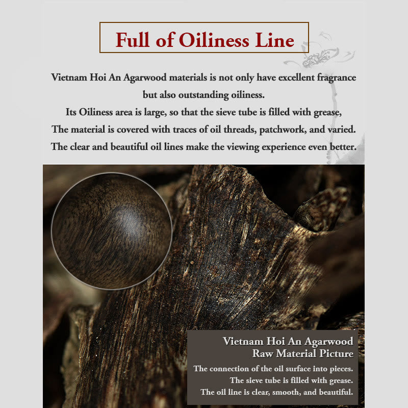 Bracelet en bois d'agar de 16 mm, symbole de la paix et de la force, de Hoi An, Vietnam