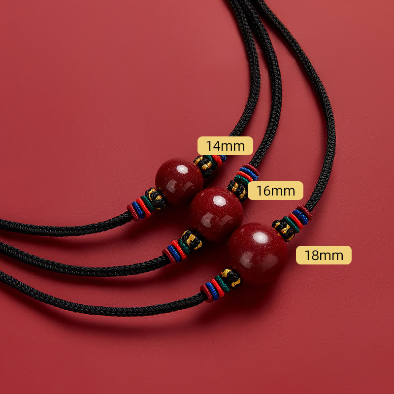 Collier pendentif bénédiction en perles de cinabre de 16 mm