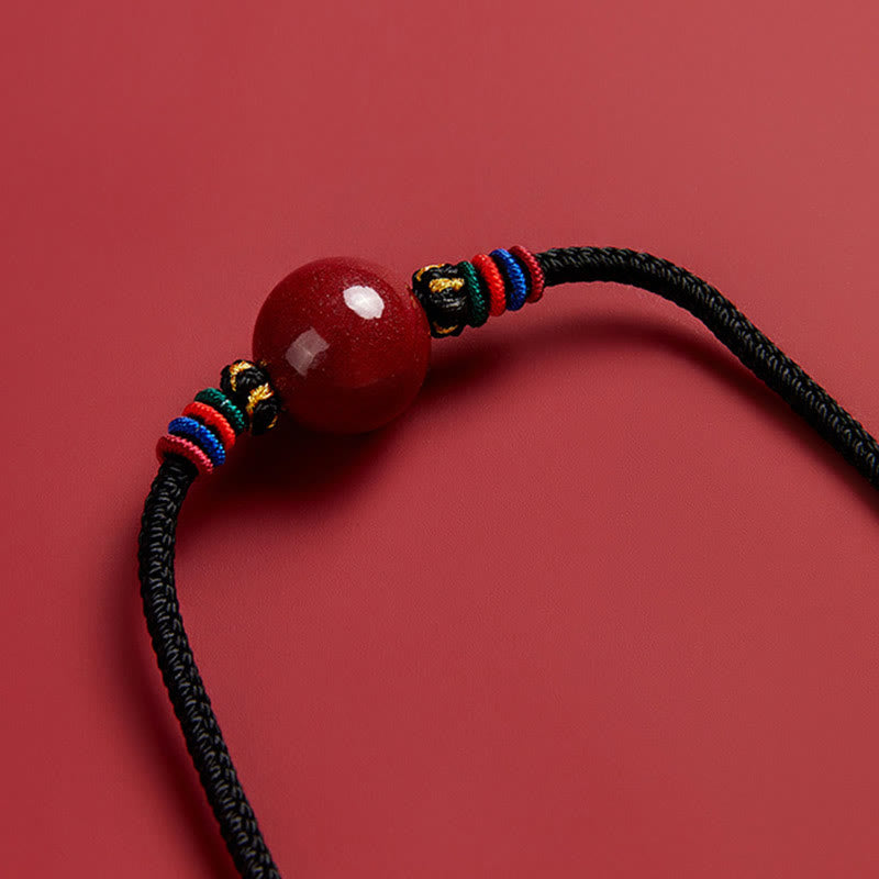 Collier pendentif bénédiction en perles de cinabre de 16 mm