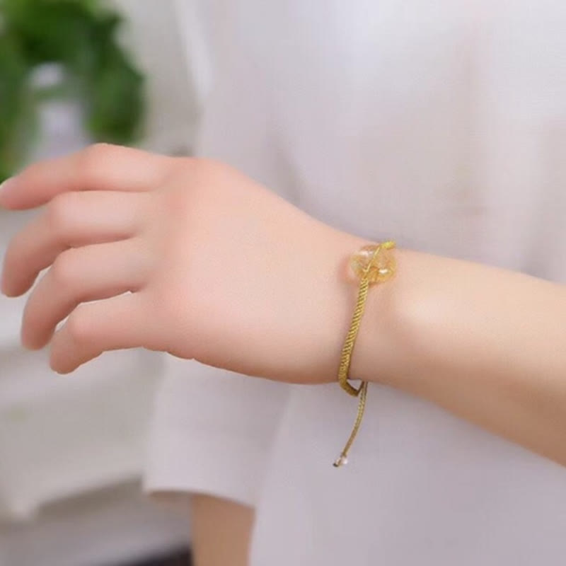 Bracelet en citrine de 16 mm avec boucle de paix pour le bonheur et la prospérité