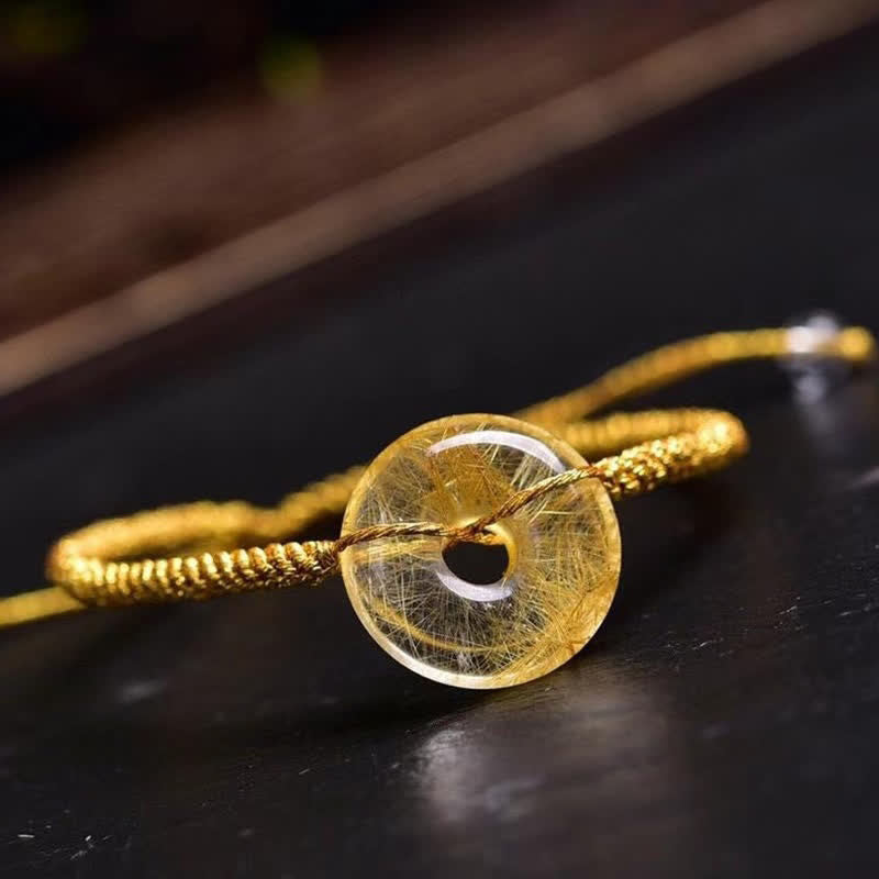Bracelet en citrine de 16 mm avec boucle de paix pour le bonheur et la prospérité