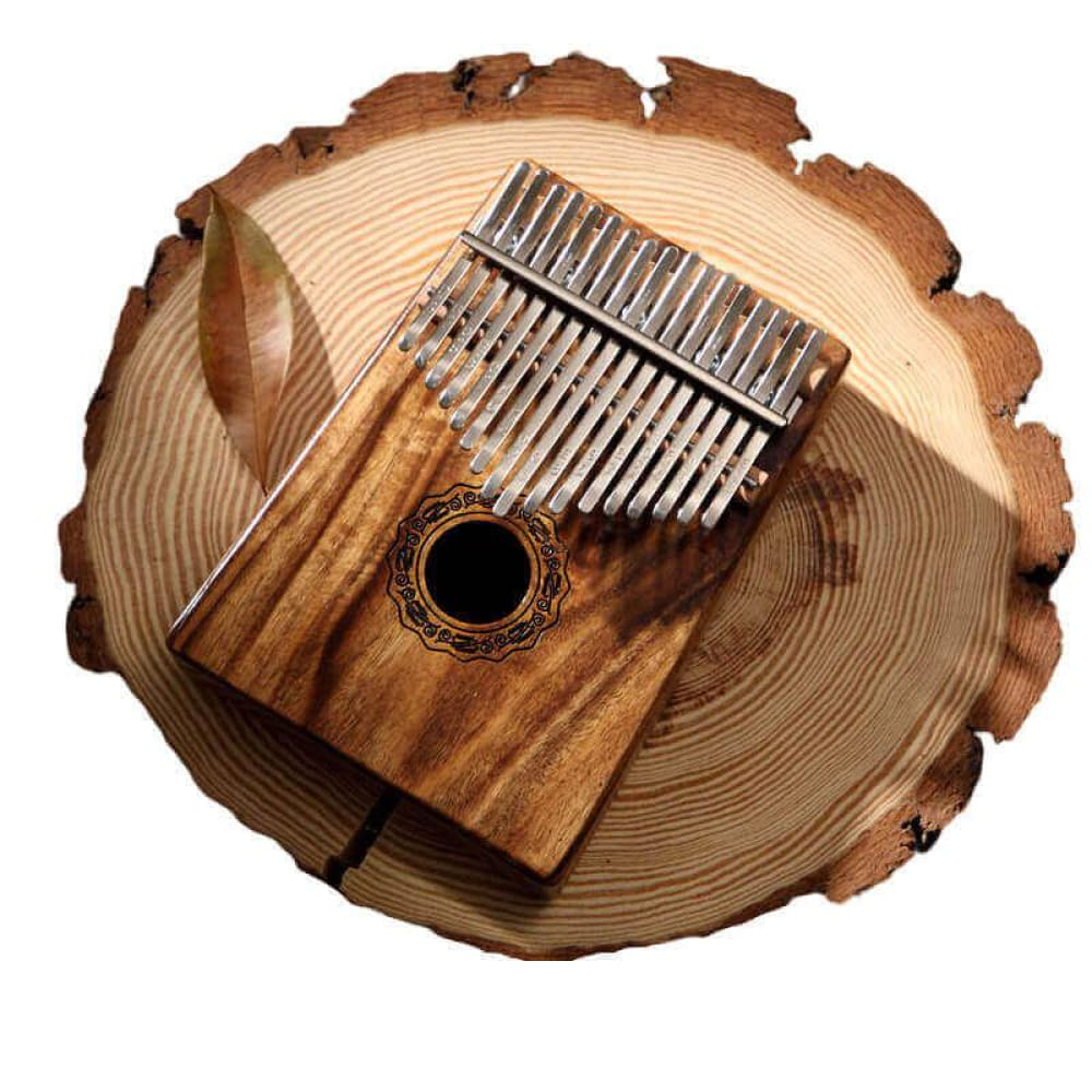 17 Key Acacia Kalimba Thumb Piano with Round Hole - 17 Keys / Acacia / Ore Metal Piano Keyboard