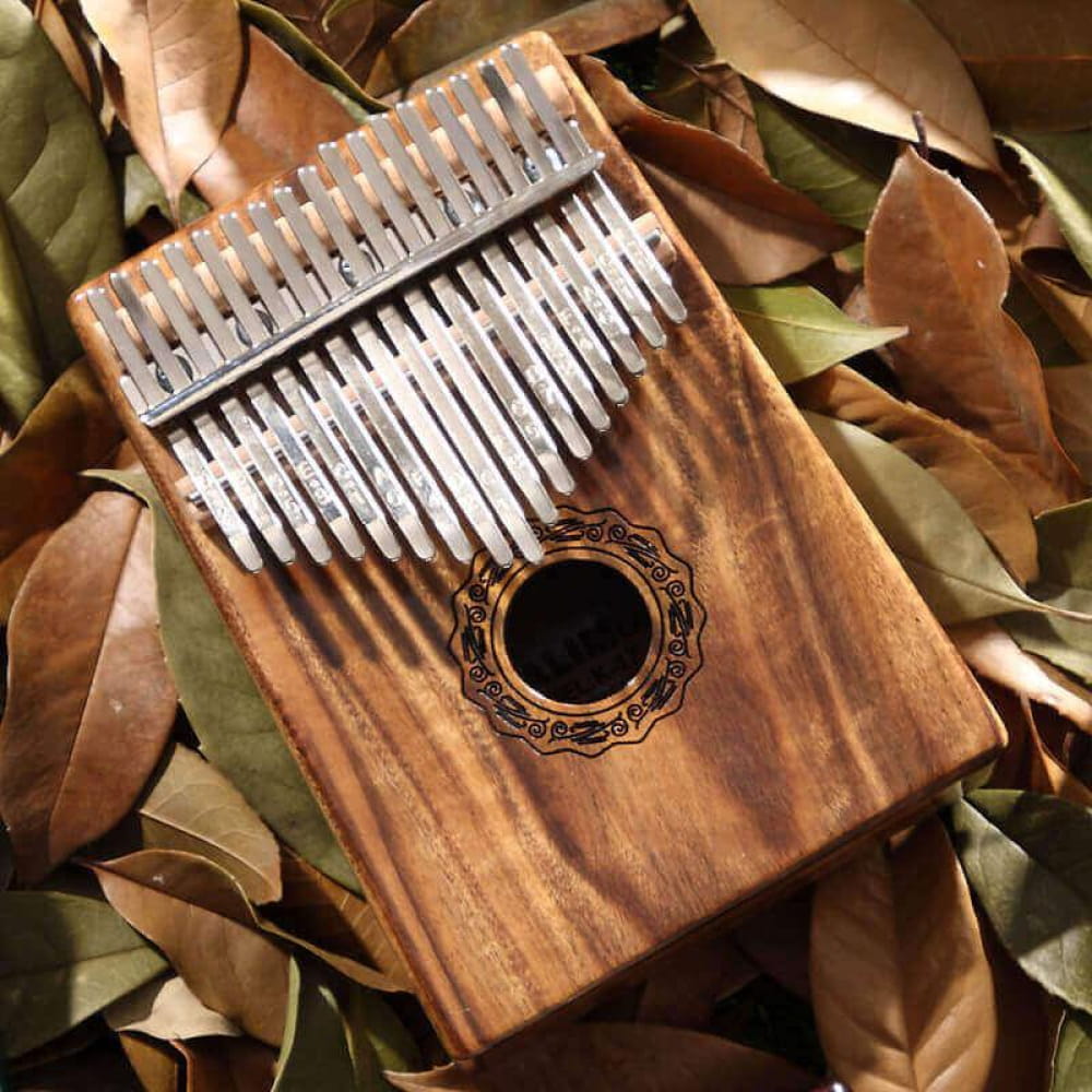 17 Key Acacia Kalimba Thumb Piano with Round Hole - 17 Keys / Acacia / Ore Metal Piano Keyboard