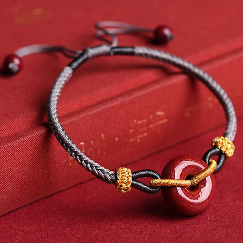 Cinnabar Peace Buckle Bracelet for Concentration & Harmony