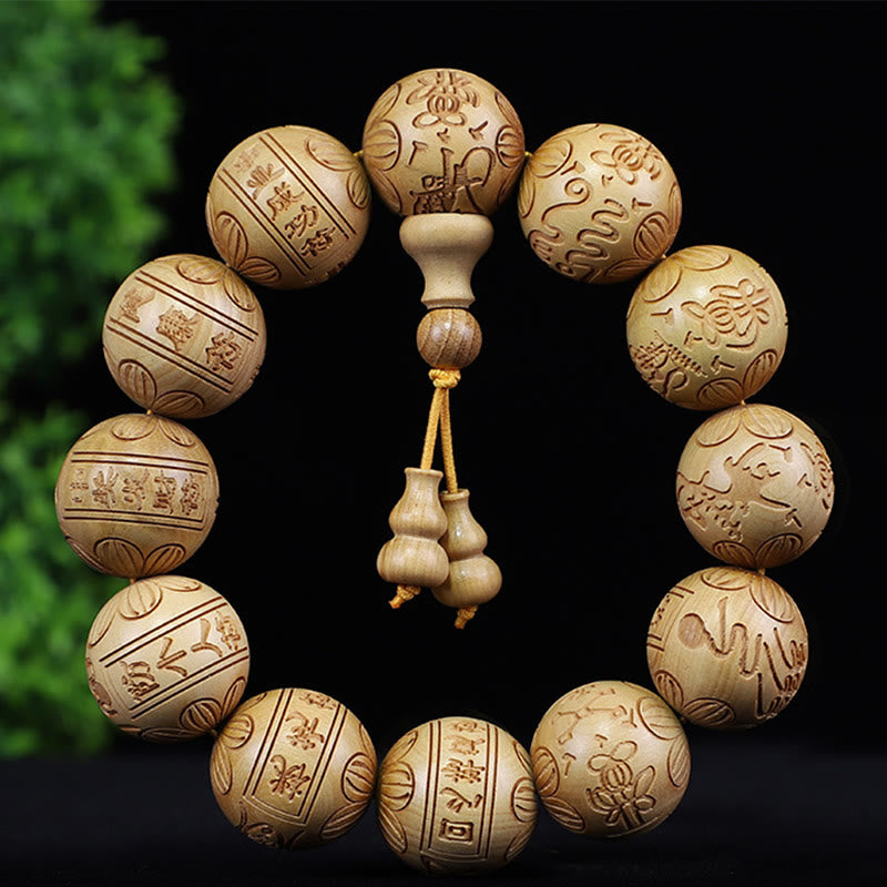Bracelet zodiaque chinois en bois de rose | 12 perles du zodiaque Chaleur