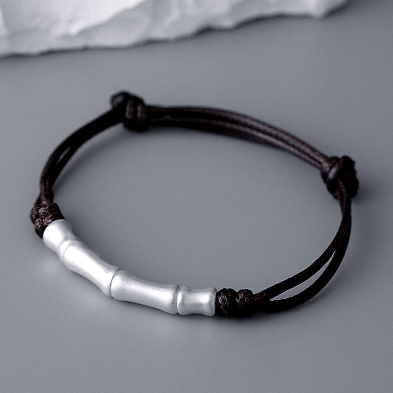 999 Sterling Silver Bone Pattern Red String Bracelet for Luck and Protection