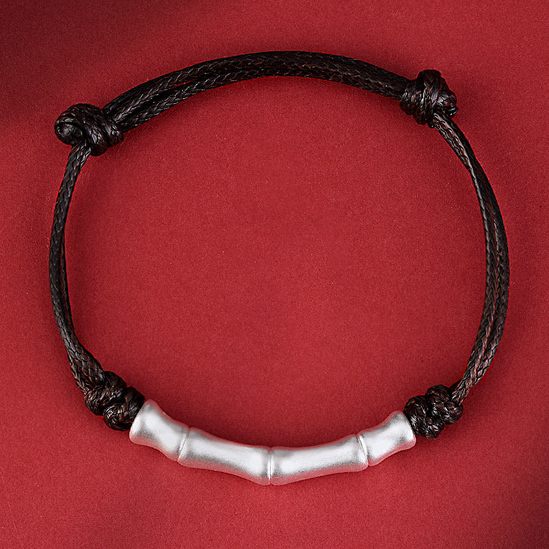 999 Sterling Silver Bone Pattern Red String Bracelet for Luck and Protection