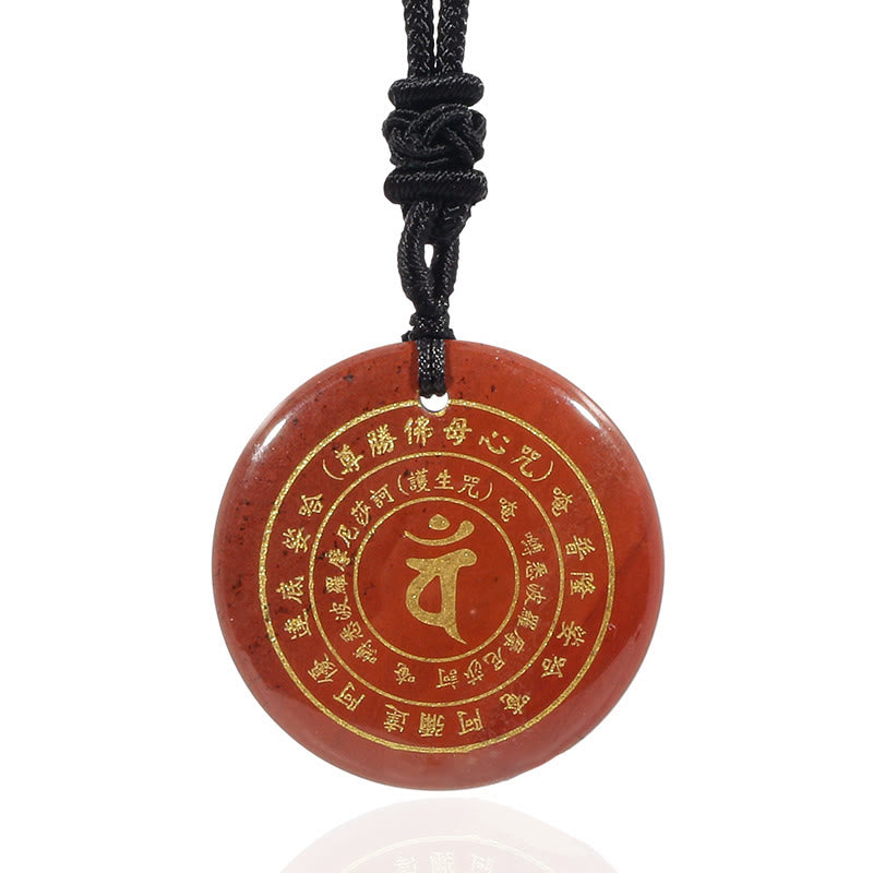 Obsidian Necklace with Sanskrit Mantra Pendant for Strength & Balance