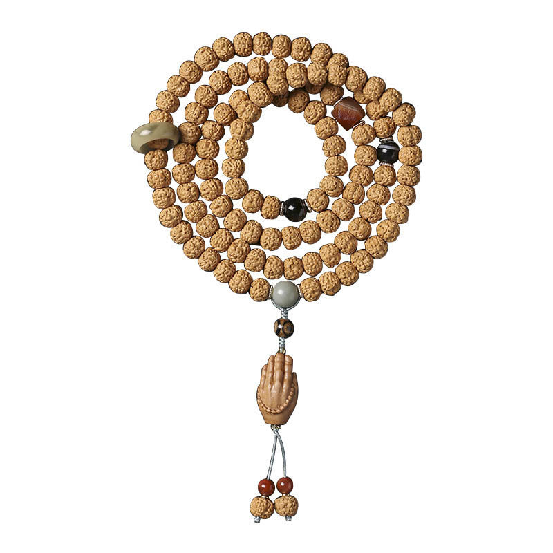 10mm Bodhi Seed Three-eyed Dzi Buddha Hand Wealth Bracelet