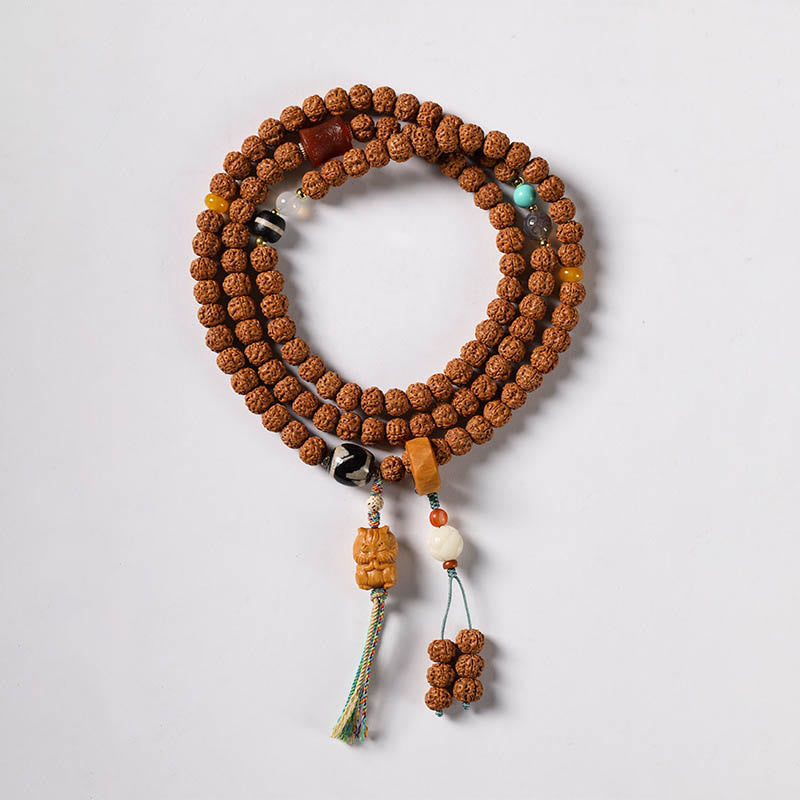 10mm Bodhi Seed Three-eyed Dzi Buddha Hand Wealth Bracelet