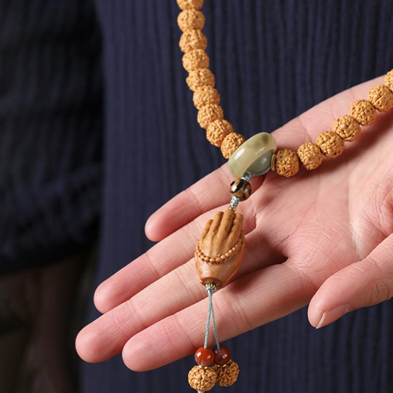 10mm Bodhi Seed Three-eyed Dzi Buddha Hand Wealth Bracelet
