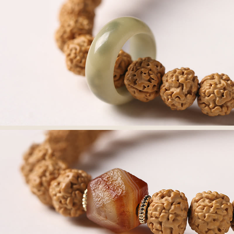 10mm Bodhi Seed Three-eyed Dzi Buddha Hand Wealth Bracelet