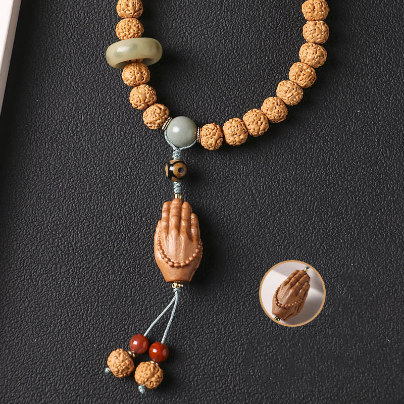 10mm Bodhi Seed Three-eyed Dzi Buddha Hand Wealth Bracelet