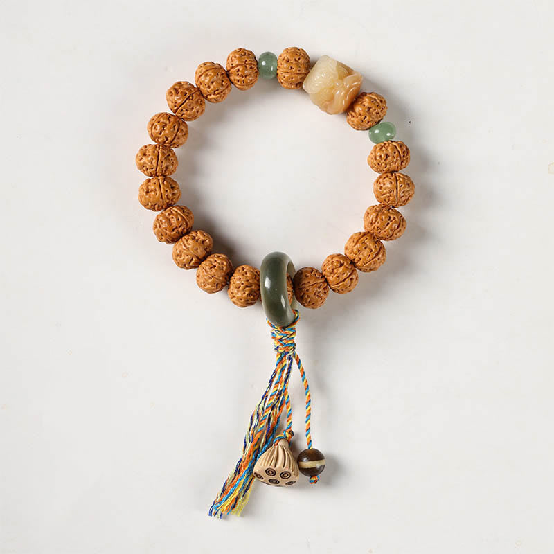 10mm Bodhi Seed Three-eyed Dzi Buddha Hand Wealth Bracelet