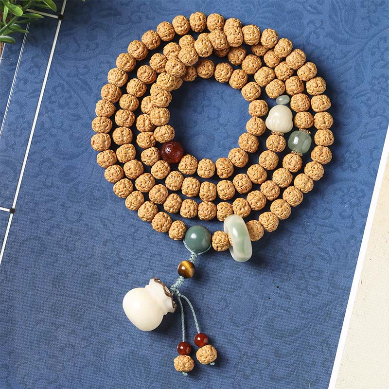 10mm Bodhi Seed Three-eyed Dzi Buddha Hand Wealth Bracelet