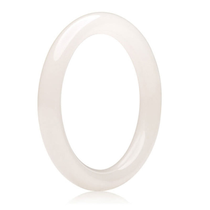 Bracelet jonc en jade vert blanc naturel pour la prospérité 56 mm