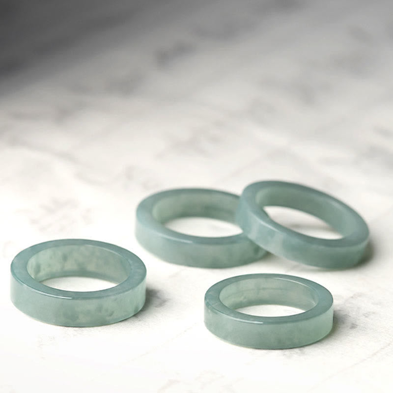 Natural Jade Prosperity Luck Ring 18mm Round/Square | Healing Sounds