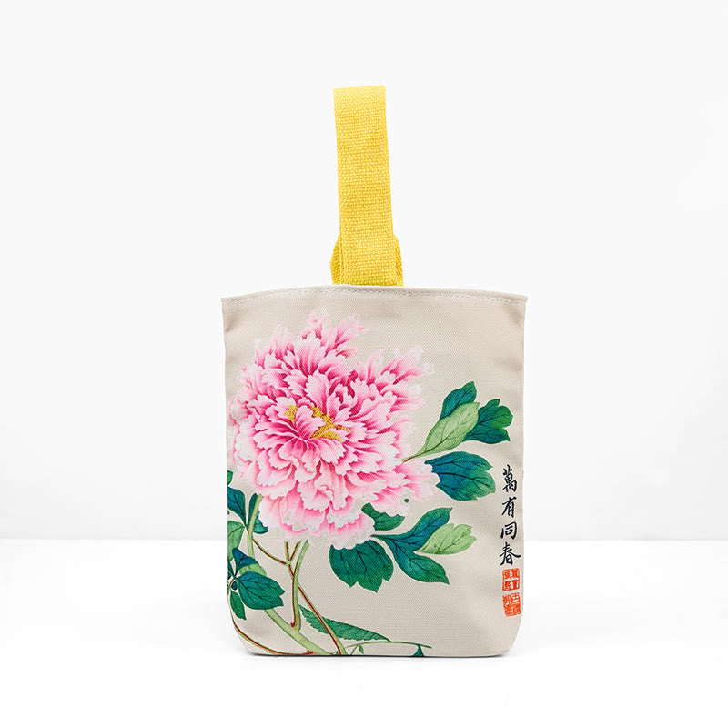 Peony Canvas Handbag | Spiritual Accessories 15cm x 8cm x 22cm