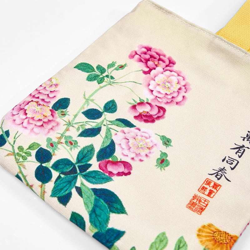 Peony Canvas Handbag | Spiritual Accessories 15cm x 8cm x 22cm