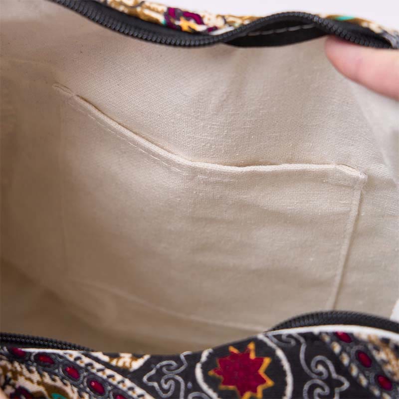 Cotton Elephant Stripes Crossbody Bag for Yoga and Daily Use