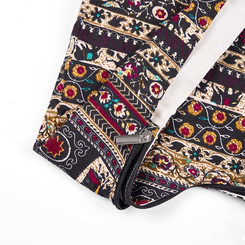 Cotton Elephant Stripes Crossbody Bag for Yoga and Daily Use
