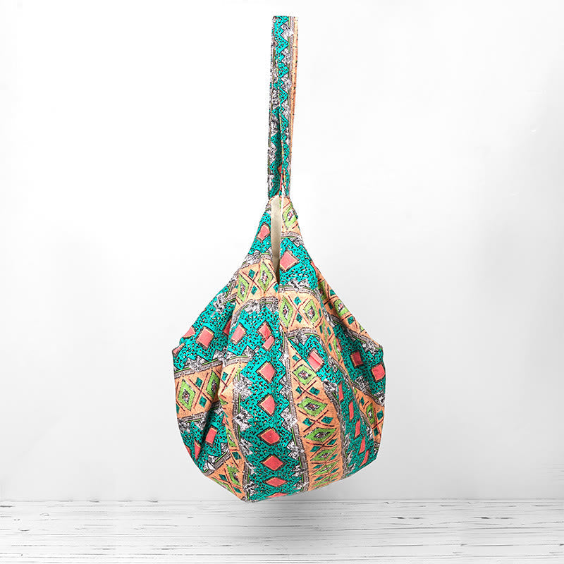 Colored Stripes Cotton Shoulder Bag for Yoga Essentials