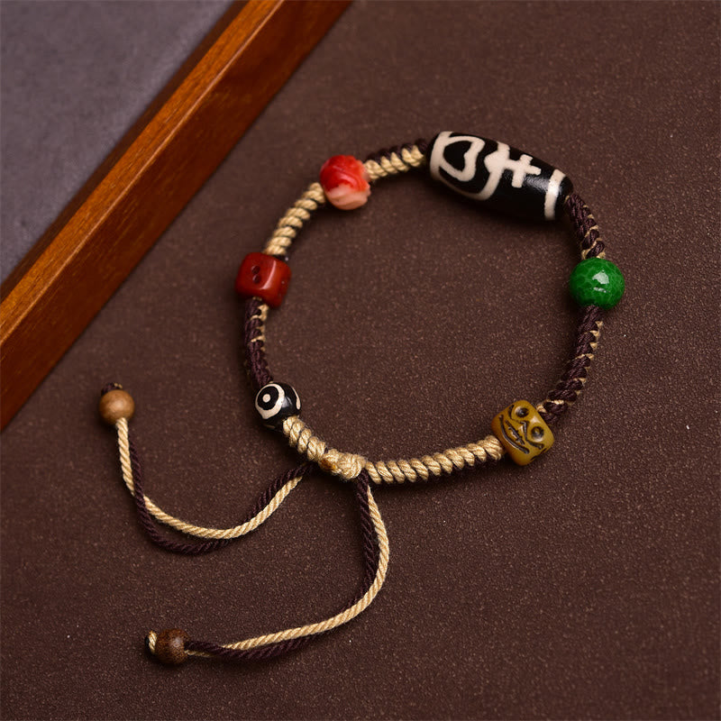 Dzi Bead Wealth Protection Bracelet 14-16cm Unisex