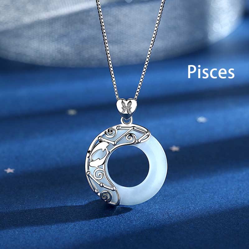 925 Sterling Silver Cat's Eye Zodiac Necklace for Love Support