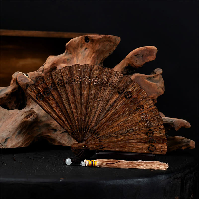 Medium Nha Trang Agarwood Folding Fan for Spiritual Protection