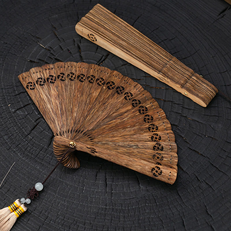 Medium Nha Trang Agarwood Folding Fan for Spiritual Protection