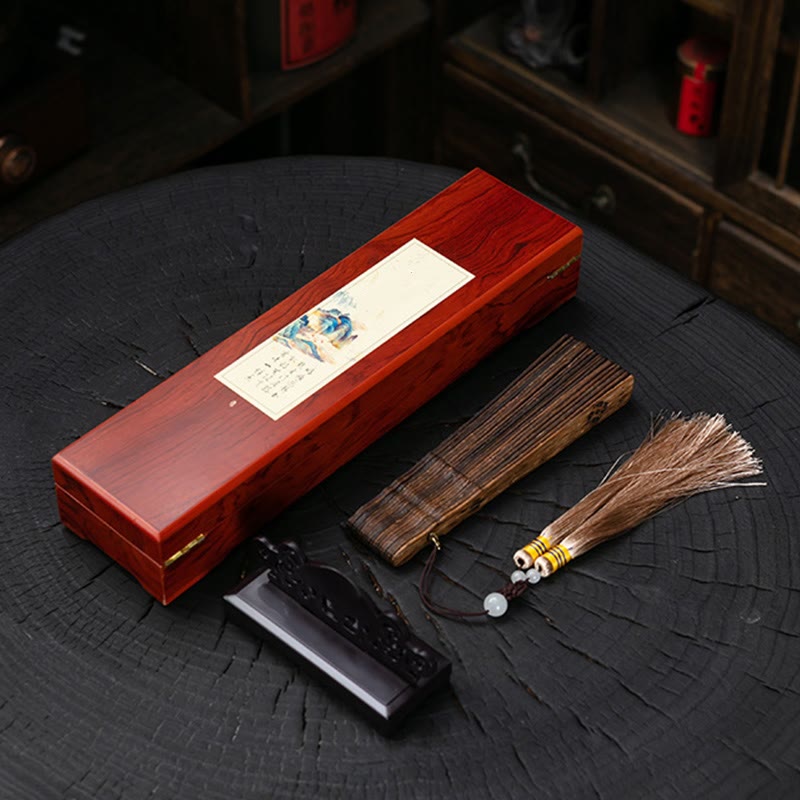Medium Nha Trang Agarwood Folding Fan for Spiritual Protection