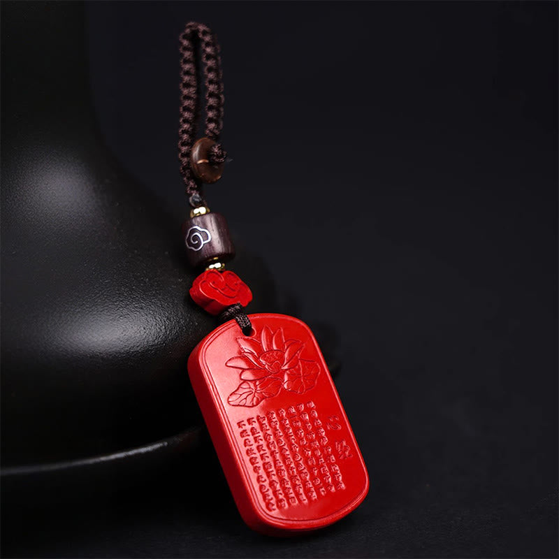 Cinnabar Heart Sutra Blessing Key Chain for Spiritual Protection