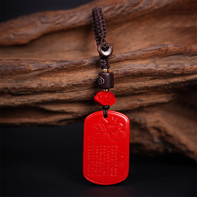Cinnabar Heart Sutra Blessing Key Chain for Spiritual Protection