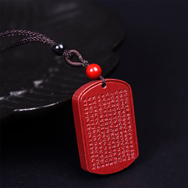 Cinnabar Heart Sutra Lotus Necklace | Spiritual Blessing Pendant