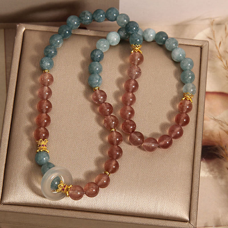 Bracelet Abondance Chance en Jade et Quartz Fraise 8 mm