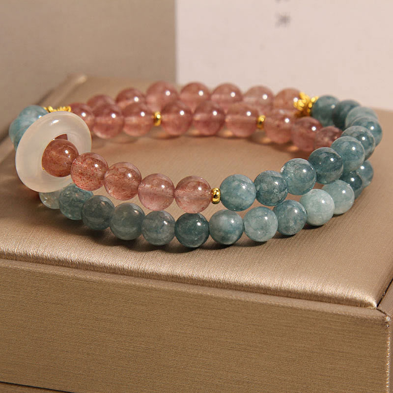 Bracelet Abondance Chance en Jade et Quartz Fraise 8 mm